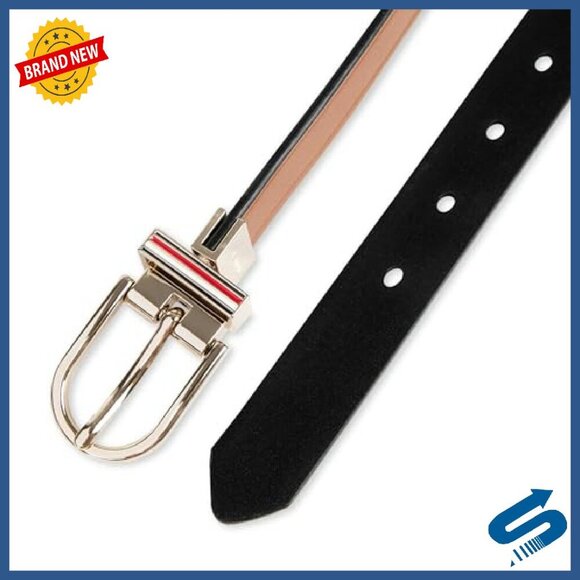 Reversible Slim Leather Belt for Jeans Dresses Adjustable 7 Holes